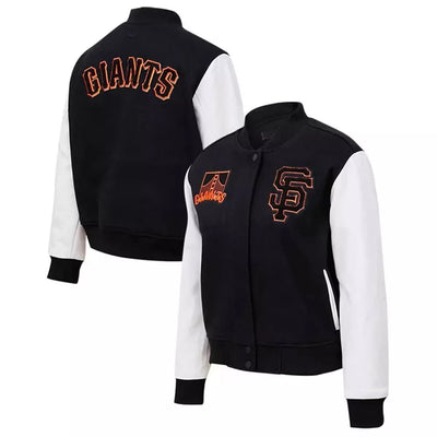 Men Letterman San Francisco Giants Black and White Varsity Jacket - MLB