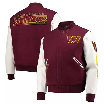 Letterman Washington Commanders Burgundy and White Varsity Jacket - NFL