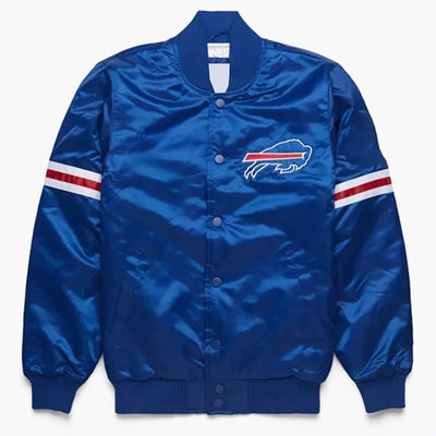 NFL Buffalo Bills Blue Satin Letterman Varsity Jacket blue