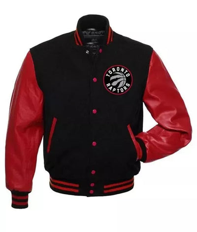 Letterman Toronto Raptors Black and Red Varsity Jacket - NBA
