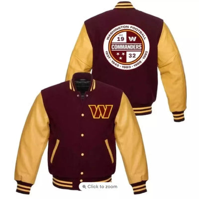 Washington Commanders Yellow and Burgundy Letterman Varsity Jacket