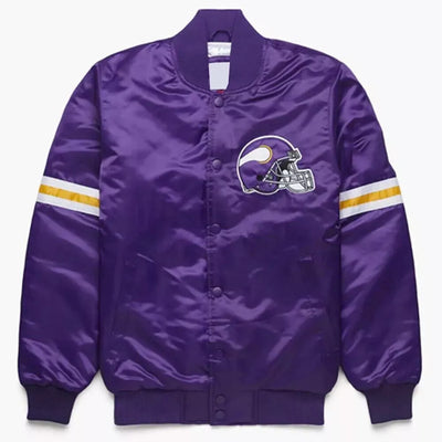 Minnesota Vikings Purple Satin Varsity Letterman Jacket - NFL