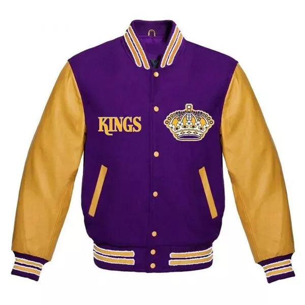 Letterman Los Angeles Kings Purple and Yellow Varsity Jacket - NHL