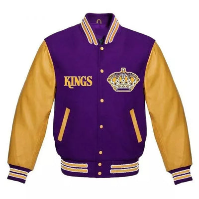 Letterman Los Angeles Kings Purple and Yellow Varsity Jacket - NHL