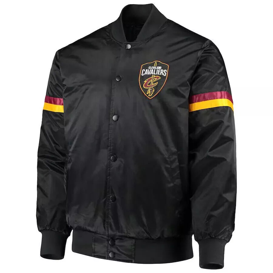 NBA Cleveland Cavaliers Black Satin Varsity Jacket