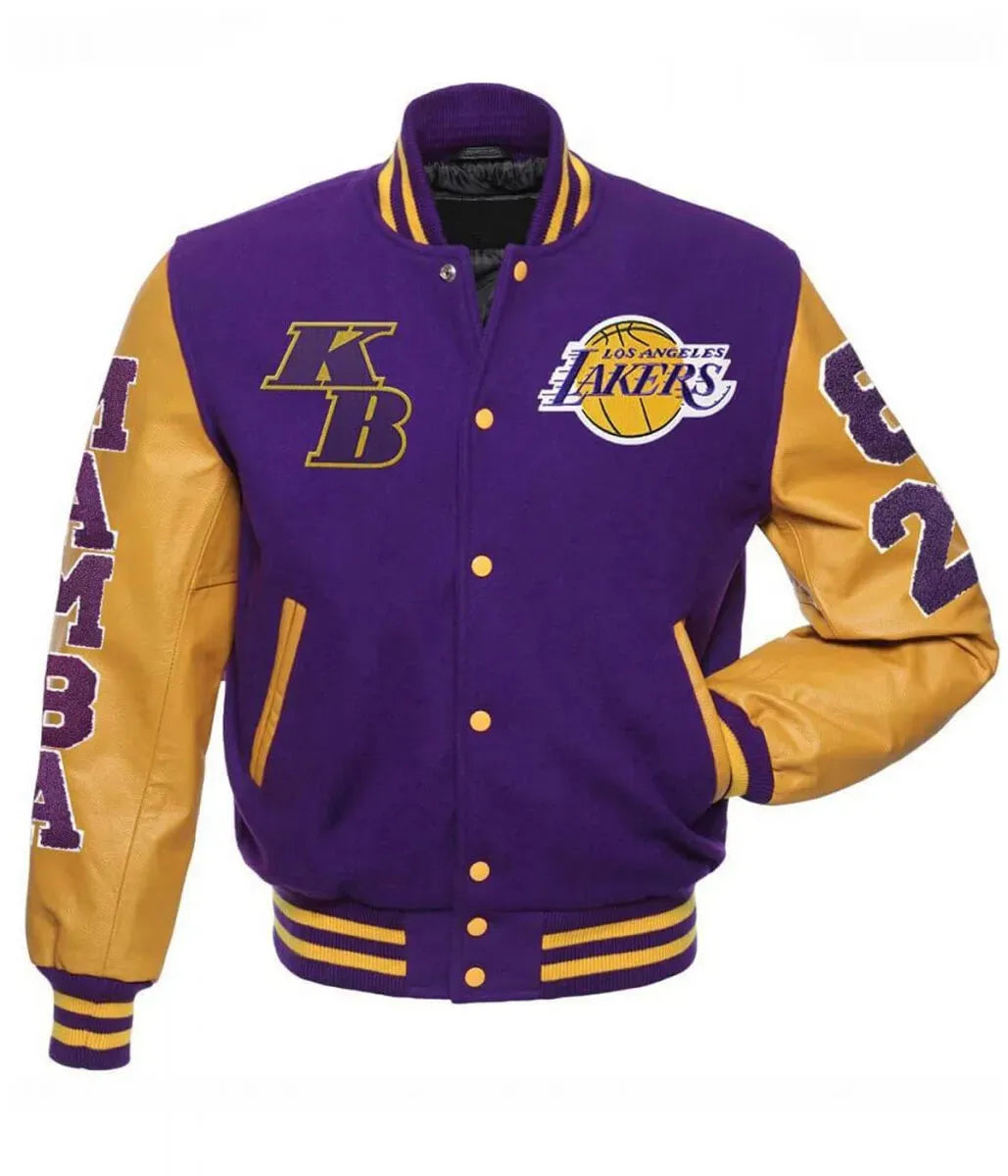 Letterman Los Angeles Lakers Kobe Bryant Mamba Purple and Yellow Varsity Jacket - NBA