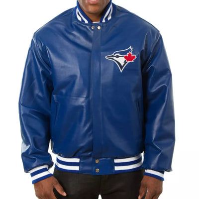 Men Toronto Blue Jays Letterman Varsity Jacket Genuine Sheep Leather - MLB