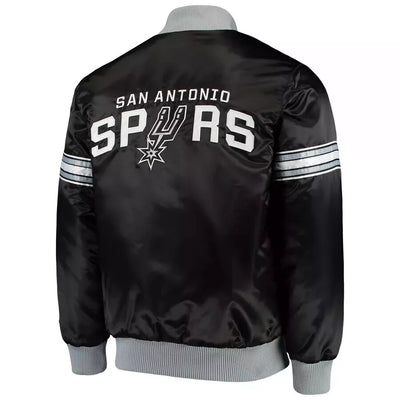San Antonio Spurs Black Satin Letterman Varsity Jacket - NBA