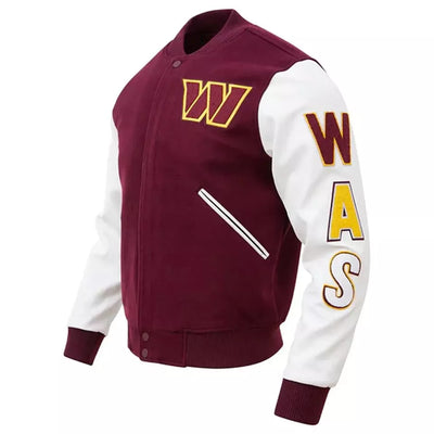 Letterman Washington Commanders Burgundy and White Varsity Jacket - NFL