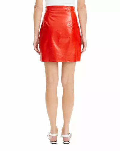 Women Genuine Real Lambskin 100% Leather Skirt Mini Red Stylish Soft Slim Skirt