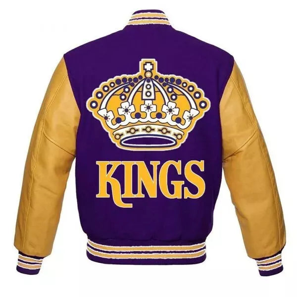 Letterman Los Angeles Kings Purple and Yellow Varsity Jacket - NHL
