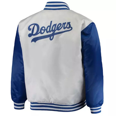 Los Angeles Dodgers White Satin Varsity Jacket Full-snap Embroidery logos - MLB