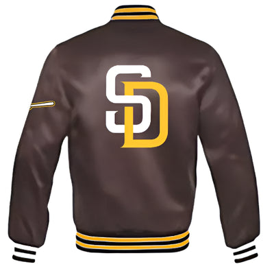 Letterman San Diego Padres Brown Full-Snap Varsity Jacket - MLB