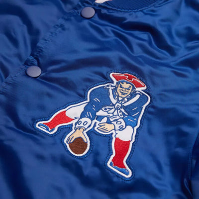 New England Patriots Blue Satin Bomber Varsity Jacket - NFL