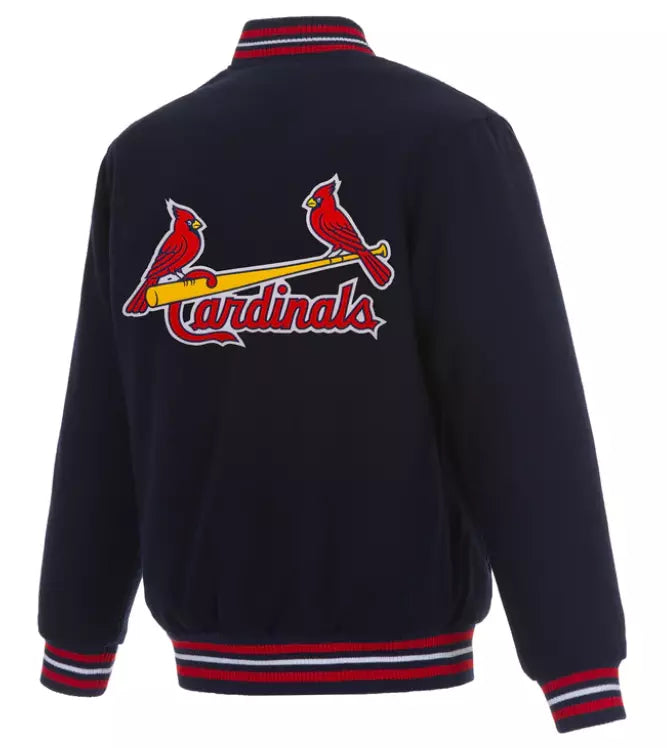 Letterman St Louis Cardinals Varsity Jacket Black Wool With Embroidery Logos  black - MLB