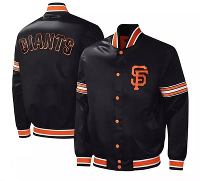 Men San Francisco Giants Starter Black Slider Satin Full-Snap Varsity Jacket - MLB