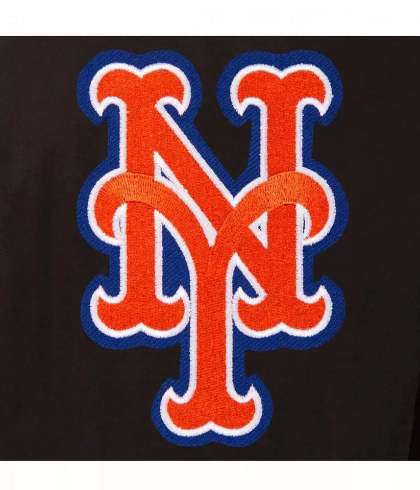 Men Letterman New York Mets Black Varsity Jacket - MLB