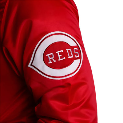 Men Cincinnati Reds Satin Red Letterman Varsity Jacket - MLB