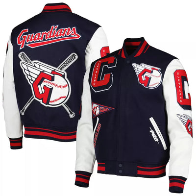 Men Letterman Cleveland Guardians Pro Standard Navy and White Varsity Jacket - MLB
