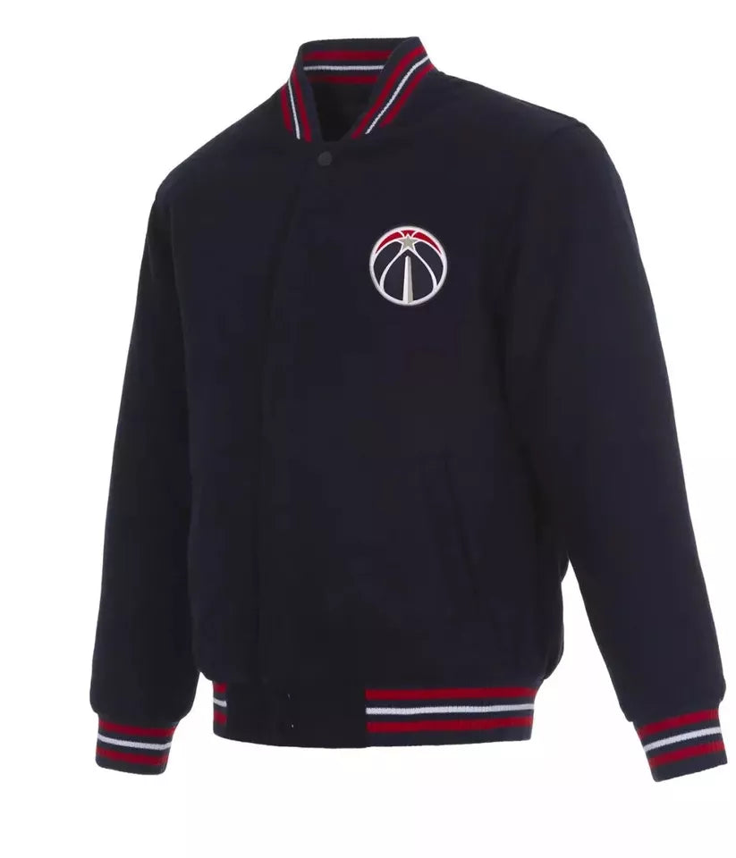 Washington Wizards Navy blue All Wool Lettermen Varsity Jacket NBA