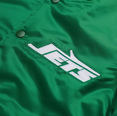 MEN 80s NFL New York Jets Green Satin Bomber Letterman Baseball Varsity Jacket green