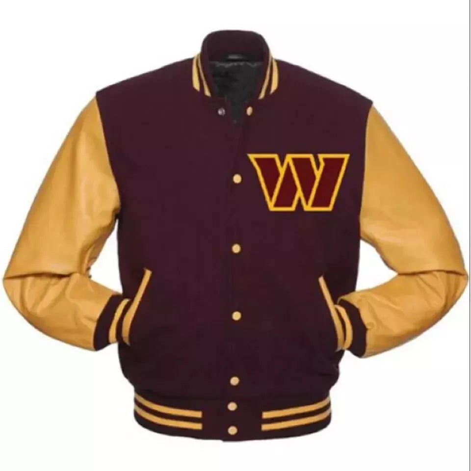 Washington Commanders Yellow and Burgundy Letterman Varsity Jacket