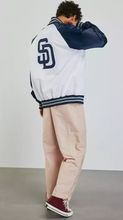 Men San Diego Padres Brown The Diamond Full-Snap Jacket with Embroidery logos blue and white - MLB