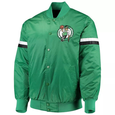 Boston Celtics Green Satin Bomber Kids Letterman Varsity Jacket - NBA
