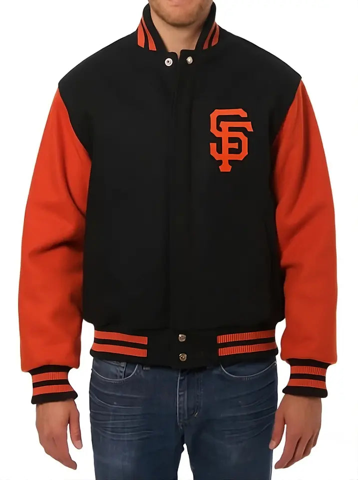 Men San Francisco Giants black Letterman Wool Varsity Jacket - Baseball MLB