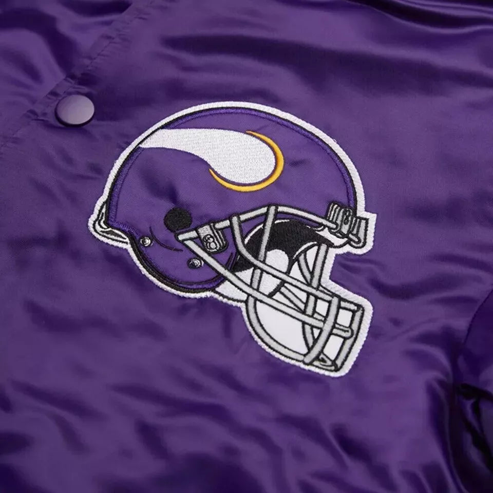 Minnesota Vikings Purple Satin Varsity Letterman Jacket - NFL