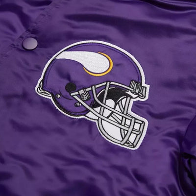 Minnesota Vikings Purple Satin Varsity Letterman Jacket - NFL