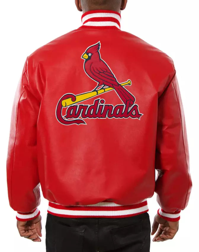 Men Letterman St Louis Cardinals Varsity Jacket Full Leather Jacket Red - MLB
