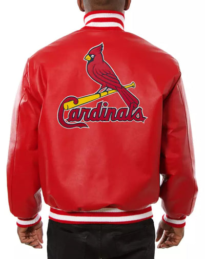 Men Letterman St Louis Cardinals Varsity Jacket Full Leather Jacket Red - MLB