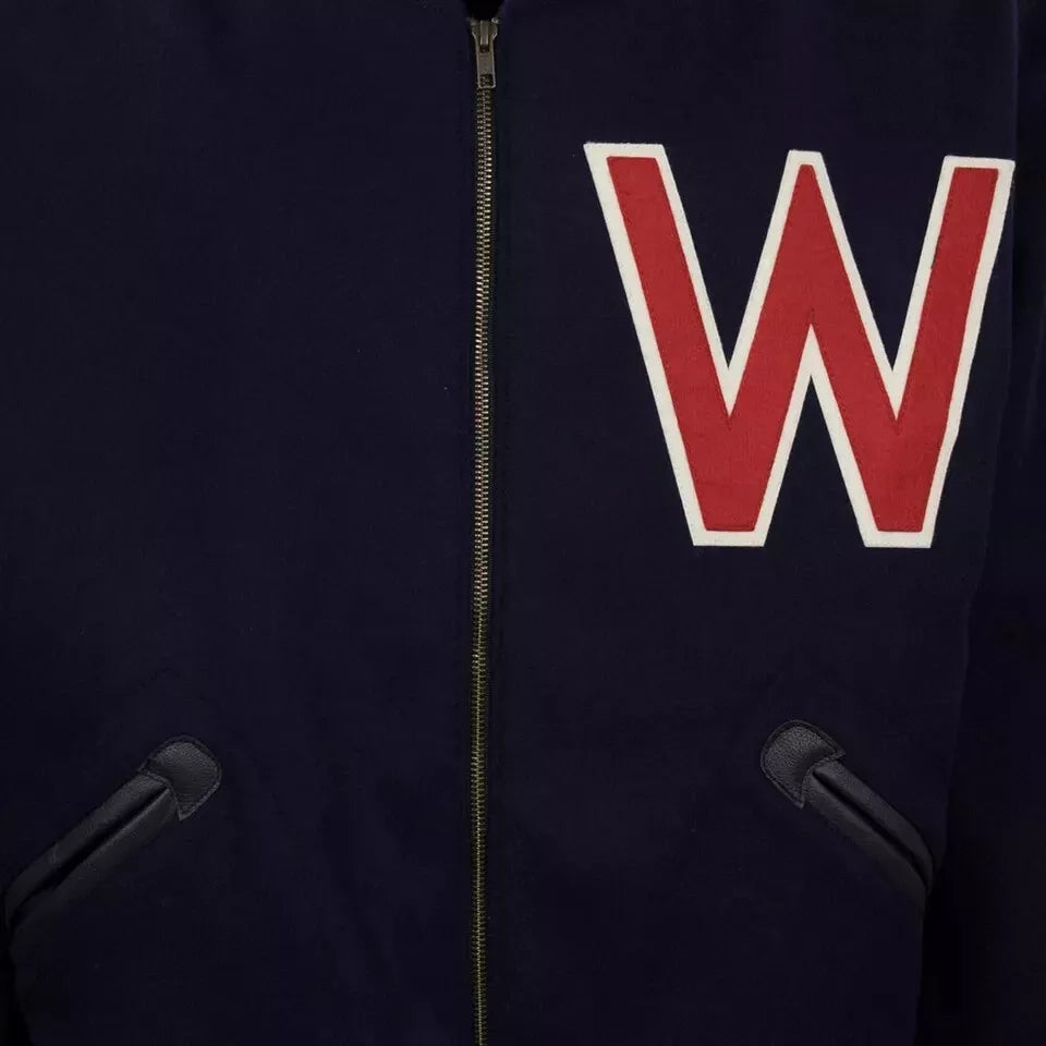 Men Letterman Washington Senators Authentic Full Navy Wool Varsity jacket - MLB
