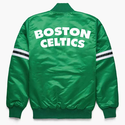 Men Boston Celtics Vintage 80s Green Satin Varsity Jacket - NBA