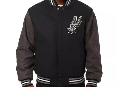 Men San Antonio Spurs Black and White Letterman Varsity Jacket - NBA