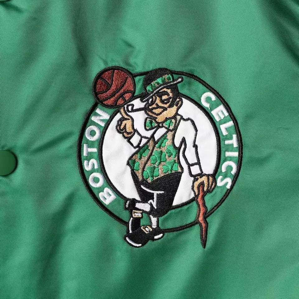 Boston Celtics Green Satin Bomber Kids Letterman Varsity Jacket - NBA