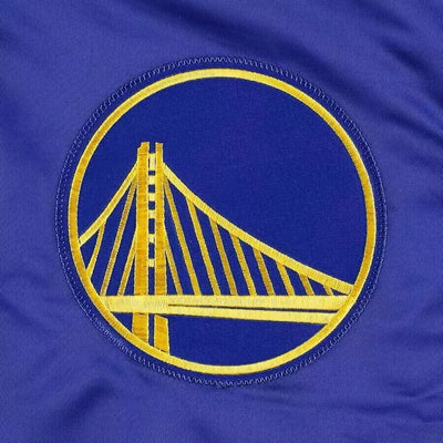 Men Golden State Warriors Blue Satin Letterman Varsity Jacket - NBA