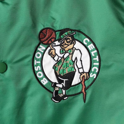 Men Boston Celtics Green Satin Bomber Letterman Varsity Jacket - NBA