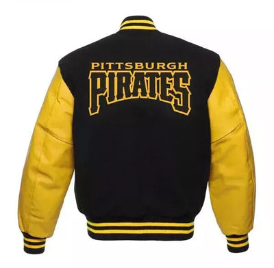 Pittsburgh pirates Varsity Jacket Wool & Genuine Leather Sleeves yellow and black - MLB