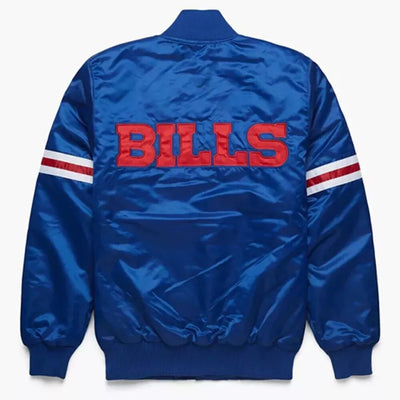 NFL Buffalo Bills Blue Satin Letterman Varsity Jacket blue