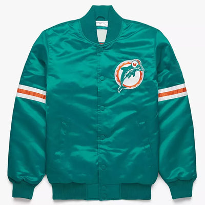 Miami Dolphins Turquoise Satin Letterman Varsity Jacket green - NFL