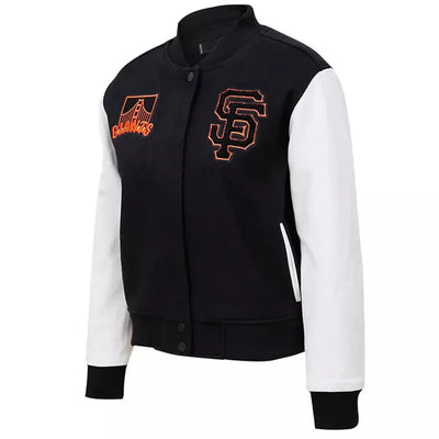 Men Letterman San Francisco Giants Black and White Varsity Jacket - MLB