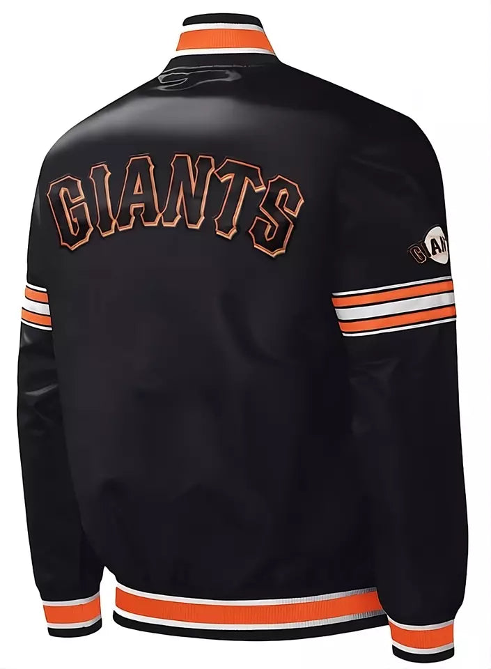 Men San Francisco Giants Starter Black Slider Satin Full-Snap Varsity Jacket - MLB