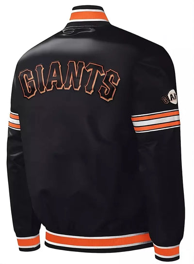 Men San Francisco Giants Starter Black Slider Satin Full-Snap Varsity Jacket - MLB