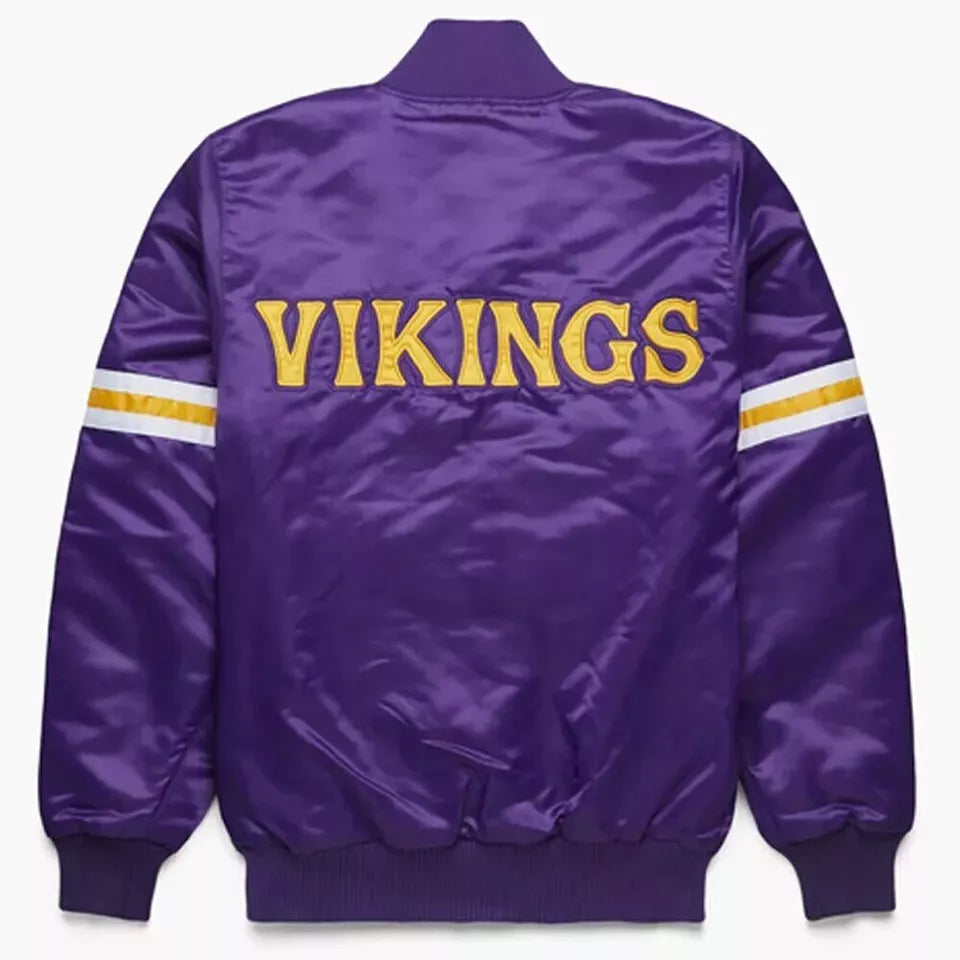 Minnesota Vikings Purple Satin Varsity Letterman Jacket - NFL