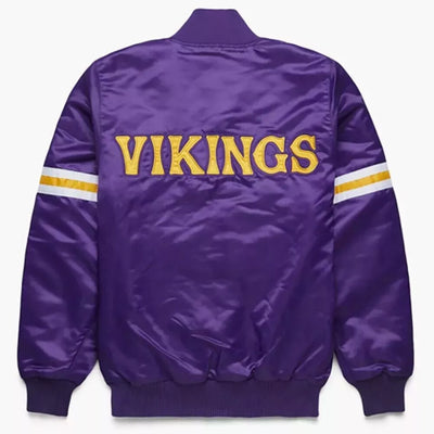 Minnesota Vikings Purple Satin Varsity Letterman Jacket - NFL