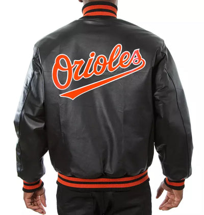Men Baltimore Orioles Inspired Fan Letterman Varsity Jacket Genuine Soft Leather black - MLB
