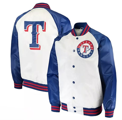 Men Letterman Texas Rangers Full-Snap Jacket with Embroidery Logos - MLB