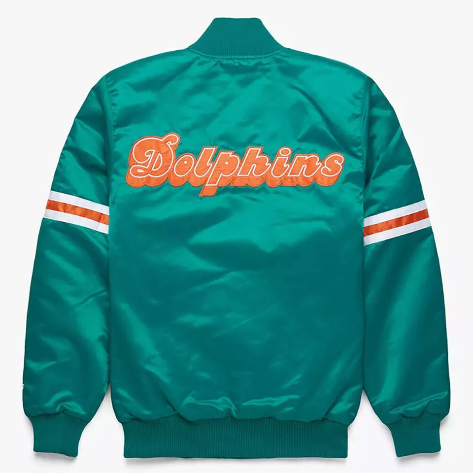 Miami Dolphins Turquoise Satin Letterman Varsity Jacket green - NFL